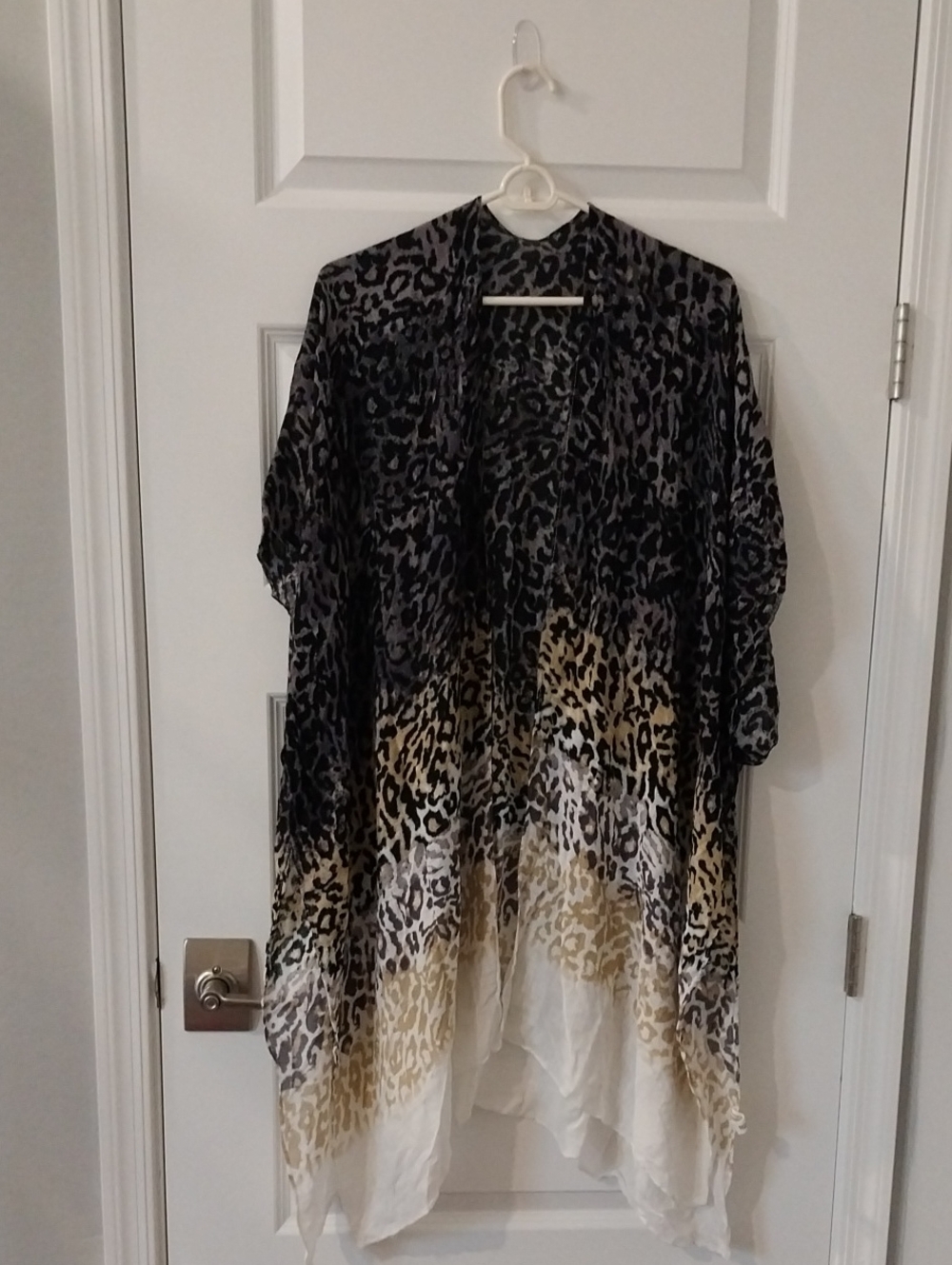 Leopard Ombre Kimono Cardigan - Black, Gray, Tan, White